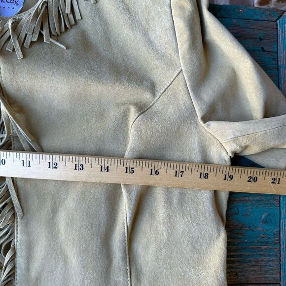 VTG Pamela McCoy Jacket Leather Suede Fringe Western Tan‎ Women Size S NWT - Picture 11 of 12